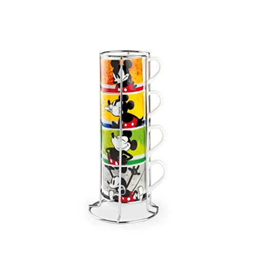 Offerta a tempo: Egan Set 4 Tazzine caffè Impilabili Collezione Disney Mickey I'm. Oggetto Realizzato in Porcellana Multicolore. Dimensione: 21x9 cm. La referenza è PWM02I/4AM - 11% da 29.90 € a 26.48 €