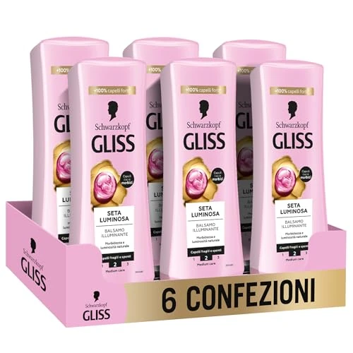 Limitiertes Angebot: Gliss Schwarzkopf Leuchtende Seidenspülung für stumpfes Haar, mit Keramik und Seide, Rosa - Packung mit 6 Stück x 200 ml von 16.59 EUR auf 16.59 EUR (Spare 0%)
