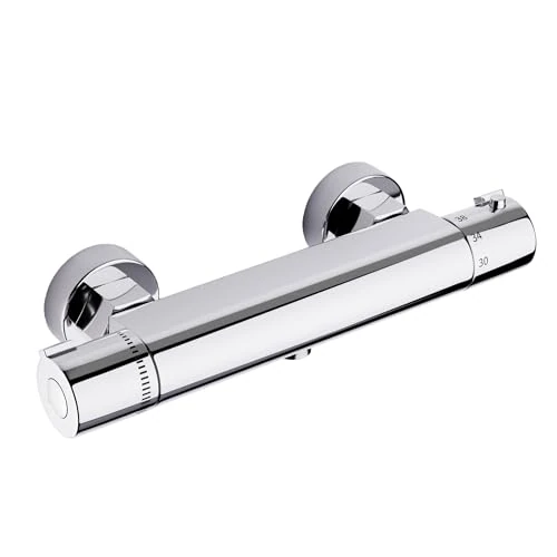 Offerta a tempo: MORADO Miscelatore Doccia, Miscelatore Doccia Termostatico, Rubinetto per Doccia, Rubinetto per Vasca Termostatico con Controllo Costante Della Temperatura, Finitura in Ottone Cromato - 0.00% da 53.00 € a 53.00 €