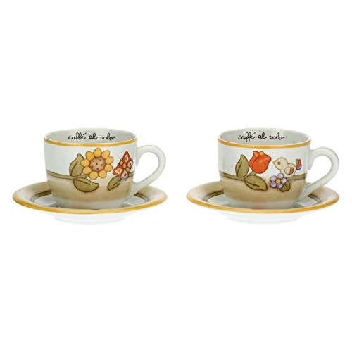 THUN - Set of 2 Country Cups with Flowers, Butterfly and Bird