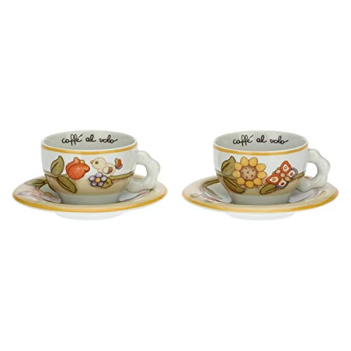 THUN - Set of 2 Country Cups with Flowers, Butterfly and Bird