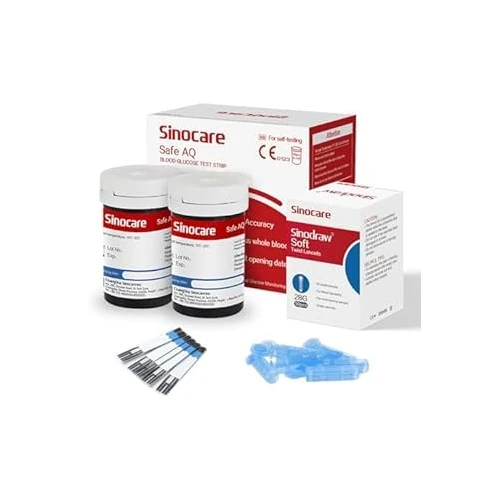 Offerta a tempo: Sinocare Strisce Glicemia, Data di Scadenza Fresco con 50 Strisce e 50 Lancette in mg/dL (AQ Voice & Smart) - 10% da 17.49 € a 15.74 €