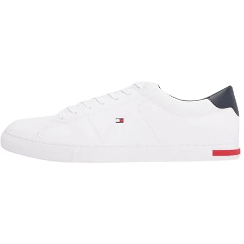 Offerta a tempo: Tommy Hilfiger Uomo Sneakers Vulcanizzate Essential Leather Detail Vulc Scarpe, Bianco (White), 45 - 46% da 109.90 € a 59.78 €