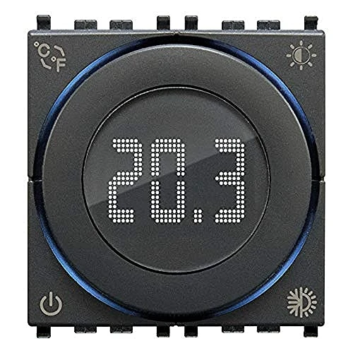 VIMAR 02970 Termostato a rotella ON/OFF, retroilluminazione LED, alimentazione 100-240 V, 2 moduli. Compatibile con Eikon, Arké, Plana, per Idea supporto dedicato, Grigio