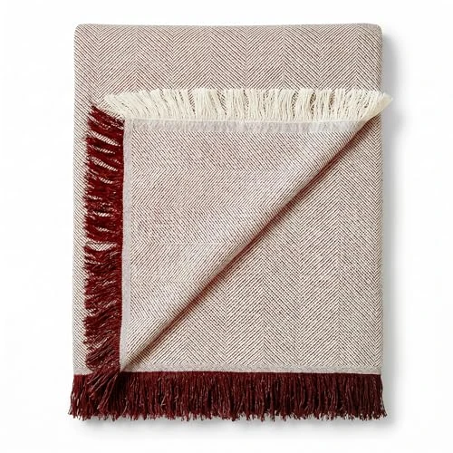 Offerta a tempo: Martina Home Spiga Foulard Multiuso, 80% Cotone, 20% Poliestere, Ecru e Bordeaux, 300 x 260 cm - 70% da 101.95 € a 30.58 €