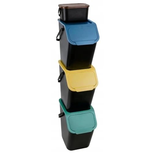 Zeitlich begrenztes Angebot: Go Practic Küchen Mülleimer Set 4 Stück: 3x 25L + 1x 4,5L mit Deckel, Mülltrennsystem, Abfallbehälter zur Trennung, Click-Funktion, Robuster, Kunststoff, Recycling Müllbehälter von 47.99 € auf 47.99 € (0.00% Rabatt)