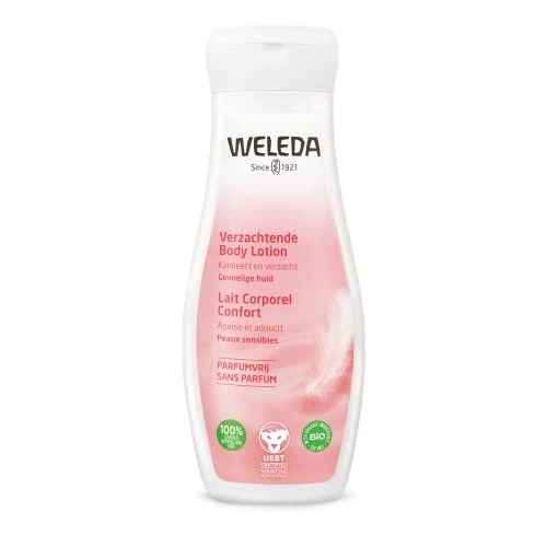 WELEDA Bio Sensitiv Bodylotion - Naturkosmetik Körperpflege Lotion mit Kokosöl & Jojobaöl lindert Haut Juckreiz. Natürliche Körperlotion zur Pflege von empfindlicher & sensibler Haut (vegan, 200ml)