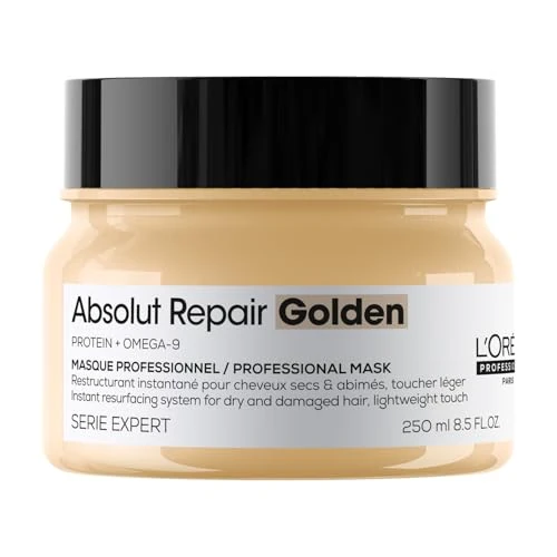 Offerta a tempo: L'Oréal Professionnel Paris Maschera Gold professionale per capelli secchi e danneggiati Absolut Repair Serie Expert, Formula ristrutturante leggera, 250 ml - 29% da 32.22 € a 22.97 €