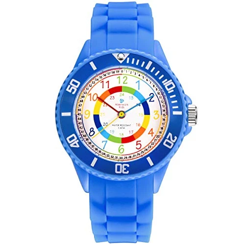 Offre limitée : Alienwork Kids Montre Pédagogique Apprendre l'Heure Enfants Garçon Fille Bleu Bracelet en Silicone Multicolore Enfants Résistant à l'eau 5 ATM Temps d'apprentissage de 26.99 € à 26.99 € (0.00% de remise)