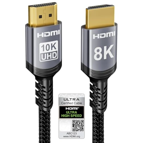 Sniokco 10K 8K 4K HDMI 2.1 Cable 2M, Certified 48Gbps Ultra High Speed HDMI® Cable 0.01ms 4K 240Hz 165Hz 120Hz 8K 60Hz eARC Netflix HDCP 2.3 2.2 DTS:X HDR10+ TV Monitor Projector Roku Sky-Q