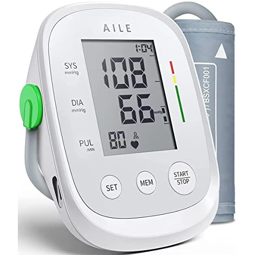 Offerta a tempo: AILE Misuratore Pressione da Braccio, Automatico Sfigmomanometro Digitale con Indicatore di Rischio, Misuratore di Pressione da Bracciale Grande (22-42cm) con 2x99 Posizioni Di Memoria (Bianco) - 12% da 32.99 € a 28.98 €