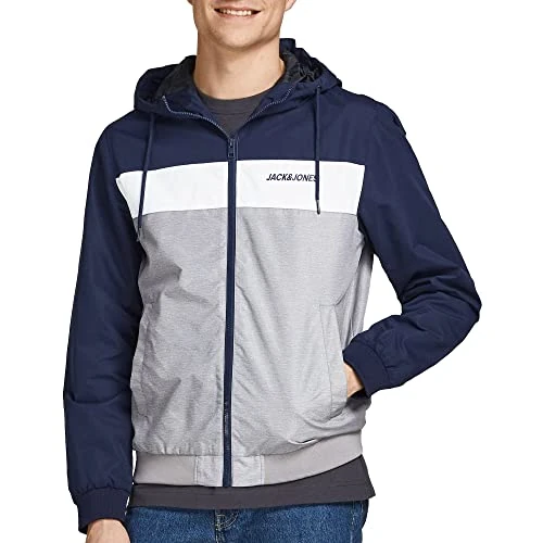 Offerta a tempo: Jack & Jones Jjerush Blocking Hood Bomber Giacca, Blu (Navy) — 30% da 49,99 € a 35,00 €
