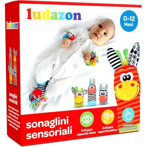 LUDAZON® Sensoryczne grzechotki do rozwijania zdolności intelektualnych, gry Montessori dla niemowląt, miękki pluszowy grzechotka, idealny na prezenty dla urodzenia mężczyzn lub kobiet