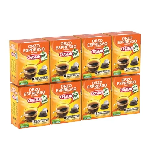 Offerta a tempo: CRASTAN 1870 - Capsule compatibili A Modo Mio ® - Orzo Biologico - 8 Box da 16 per un Totale di 128 Capsule - Naturalmente Privo di Caffeina - 22% da 27.60 € a 21.52 €