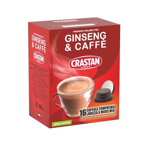 Offerta a tempo: CRASTAN 1870 - Capsule compatibili A Modo Mio - Ginseng e Caffè - 1 Box da 16 Capsule - Senza glutine - 0.00% da 3.99 € a 3.99 €