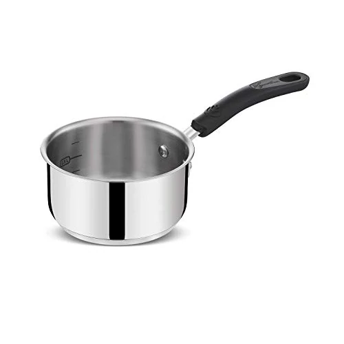 Lagostina Práctica cacerola de acero 18/10 con mango largo de silicona, olla para inducción, gas y horno hasta 210°, 14 cm