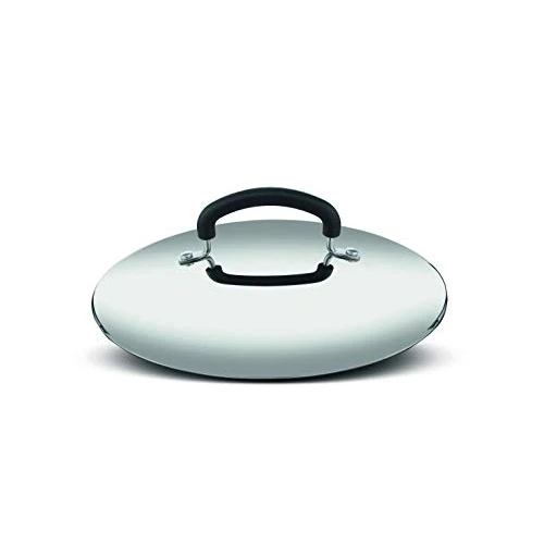 Lagostina Praktisch deksel van roestvrij staal 18/10, grijs en zwart, diameter 24 cm