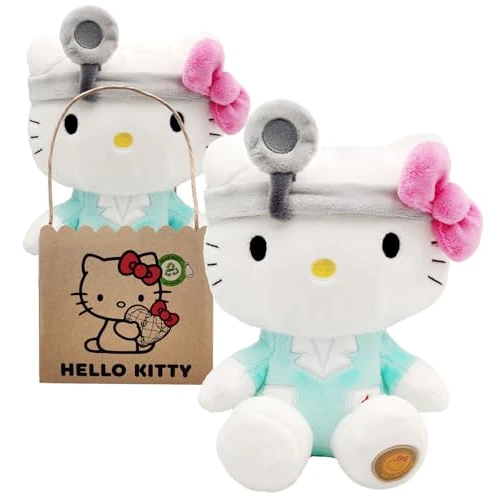 Limitiertes Angebot: Hello Kitty Doctor Eco Plush 24 cm in wiederverwendbarem Kartontäschchen - der Plüsch ist aus 100% aus PET Flaschen recyceltem Material, Dottore von 23.78 EUR auf 20.85 EUR (Spare 12%)