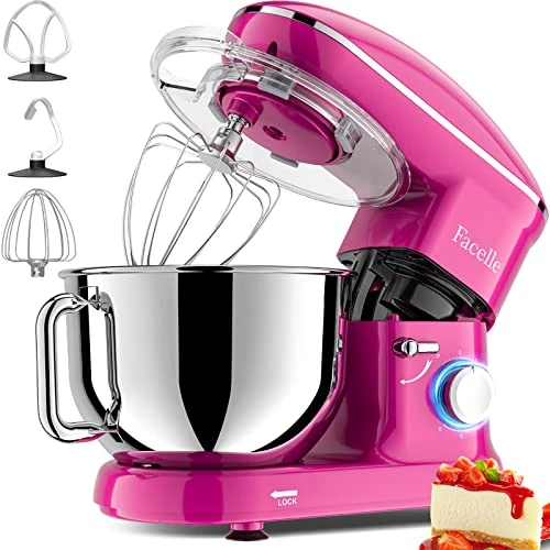 Oferta limitada: Batidora Amasadora 2000W, Facelle Amasadora de Pan Repostería Multifunción Tazón de Acero Inoxidable de 6,2LGancho para Masa,Batidor Plano, Batidor,Protector de Salpicaduras(Rosa) de 119.99 € a 119.99 € (ahorro 0.00%)