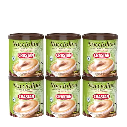 Offerta a tempo: Crastan Nocciolino - Cappuccino Solubile Gusto Nocciola - Confezione da 6 Barattoli da 150 Gr. - 50% da 17.34 € a 8.67 €