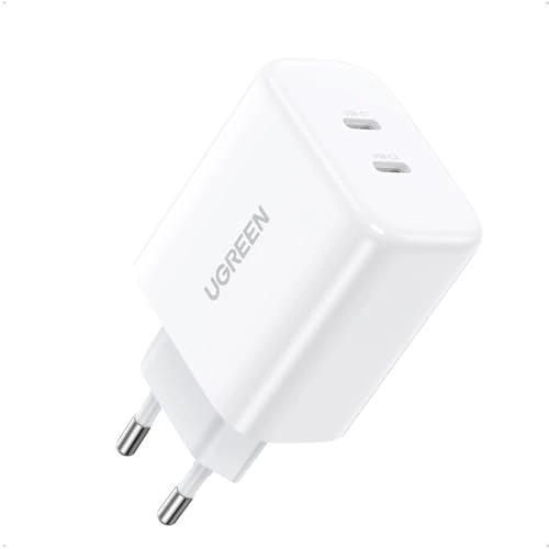 UGREEN 40 W USB C-oplader, 2-poorts USB-C voeding, PD 3.0 oplader, dubbele 20 W snellader, compatibel met iPhone 15 Pro Max, 14, 13, 12, HomePod Mini, iPad Pro, Watch 8, Galaxy S23, S22, Pixel