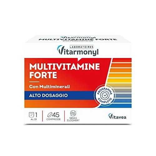 Offerta a tempo: Multivitamine Forte - Integratore Alimentare Multivitaminico ad Alto Dosaggio - Con Vitamine e Minerali - Integratore Difese Immunitarie e Stanchezza - Confezione da 45 Compresse - Vitarmonyl - 38% da 8.24 € a 5.14 €