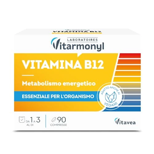 Offerta a tempo: Vitamina B12 - Integratore Alimentare per il Metabolismo Energetico - Per il normale funzionamento del Sistema Immunitario - Integratori Stanchezza - Confezione da 90 compresse - Vitarmonyl - 19% da 5.83 € a 4.73 €
