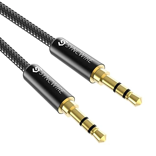 Offerta a tempo: SYNCWIRE Cavo audio AUX da 3,5 mm, cavo jack da 0,5 m per cuffie, Apple iPhone, iPod, iPad, Echo Dot, stereo di casa/auto, smartphone, lettori MP3 e altro ancora, in nylon, nero - 0.00% da 7.95 € a 7.95 €
