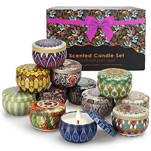 Offerta a tempo: Regalo per Donne 12 Pezzi Set di Candele Profumate di Metallo per Moglie,Fidanzata,Candele in Cera di Soya Naturale Confezione da Regalo per Casa,Natale,San Valentino,Compleanno,Festa della Mamma - 0% da 27.99 € a 27.99 €