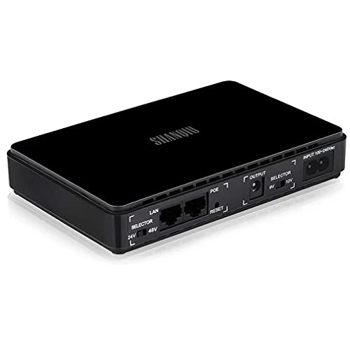 Offre limitée : Shanqiu Mini UPS Onduleur avec POE Gigabit pour Router, Modem, Caméra de Surveillance, Entrée 100~240V AC Sortie 5V USB 9V/12V DC 24V/48V POE (1000mbps) de 59.99 € à 59.99 € (0.00% de remise)