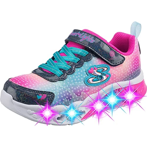 Skechers Flutter Heart Lights Simply Love, Zapatillas Niñas, Navy Synthetic Mesh, 34 EU