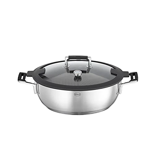 Limited-time offer: RÖSLE Silence PRO Aroma Steamer Stainless Steel Steamer Pot with Lid Thermometer and Storage Rack, 28 cm, Silver/Black from 156.16 GBP to 156.16 GBP (save 0%)