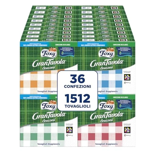 Foxy GranTavola Schotse | servetten na het regenweer | 36 verpakkingen van elk 42 stuks 32 x 32,5 cm | Schotse decoratie 4 kleuren | PEFC | 100% hernieuwbare elektrische energie | verpakking 100%