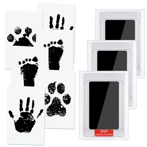 Offre limitée : Vicloon Kit Empreinte Bébé 3PCS, 6 Cartes d'Impression, Clean Touch Tampons, Cadeau Nouveau-nés Douche Souvenir (Noir) de 6.83 € à 6.48 € (5% de remise)
