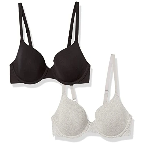 Offerta a tempo: Amazon Essentials Comodo Reggiseno Invisibile con Ferretto Donna, Confezione da 2, Grigio Puntinato/Nero, 2B - 0.00% da 20.80 € a 20.80 €