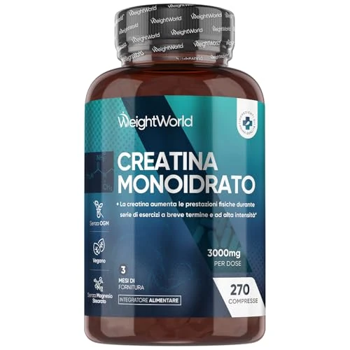 Creatin Monohydrat Tabletten - 3000mg pro Portion - 270 Kreatin Vegan Tablets - 3 Monate Vorrat - Creatine - 3 Kreatin Monohydrat Tabletten pro Tag - Für Männer und Frauen - Glutenfrei - WeightWorld