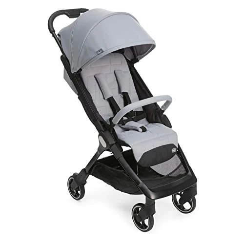 Chicco We Poussette Ultra-compacte, Pliage Ultra-Légère,(0 Mois à 22 Kg), Poussette de voyage, Bagage à main, Inclinable avec Position de Couchage, Bretelles Rembourrées, Capote Protection Pluie, Gris