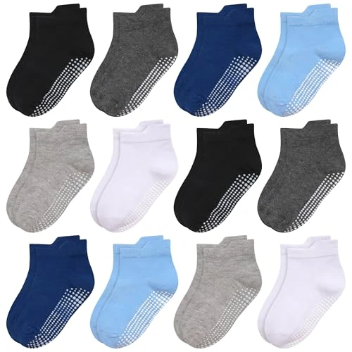 Oferta limitowana: HYCLES Stoppersocken Kinder - 12 Paar ABS Socken Kinder Baby Jungen Kleinkind Rutschfeste Socken für 12-36 Monate Antirutsch Socken Mädchen2 Schwarz+2 Dunkelgrau+2 Dunkelblau+2 Blau+2 Hellgrau+2 Weiß z 102.01 zł na 102.01 zł (oszczędź 0