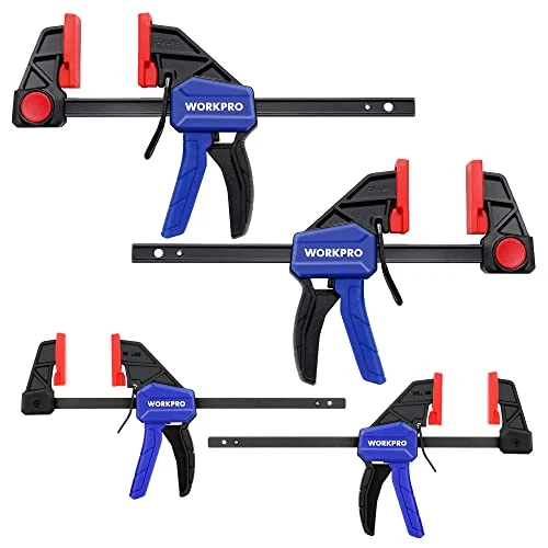 Offerta a tempo: WORKPRO Mini Morsetti da Falegname 4 Pezzi, Set di Morsetti per Legno a Sgancio Rapido, Strettoio da Falegname 120/150mm, Morsetti a barra Serraggio 23/68kg, Ideale per Piccoli Lavori di Falegnameria - 15% da 23.99 € a 20.39 €