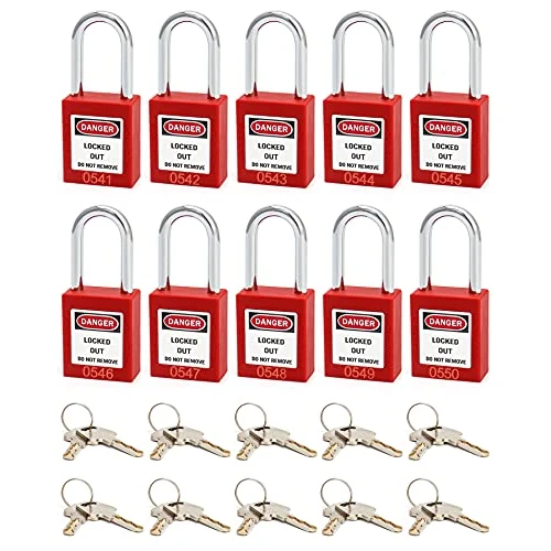 QWORK® Lockout Curtain Lock, 10Strk Curtain Lock z 20-kluczem, Red, 38mm