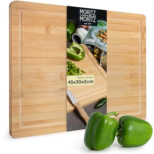 Offerta a tempo: Moritz & Moritz Tagliere XXL in bambù grande – 45 x 30 x 2 cm – Tagliere in legno di bambù con scanalatura – per tagliare, mettere e servire - 20% da 24.99 € a 19.99 €