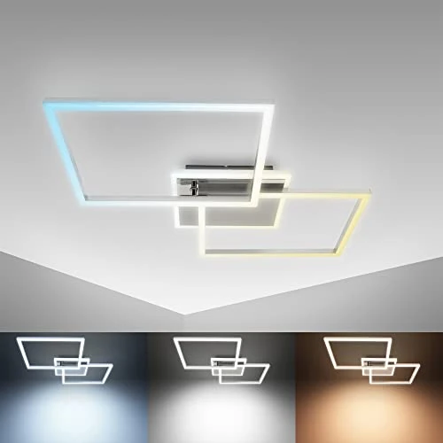 Offre limitée : B.K.Licht Plafonnier LED 40 watts I pivotant I contrôle CCT I gradation en continue I minuterie I fonction veilleuse I télécommande I aluminium brossé de 81.99 € à 81.99 € (0.00% de remise)