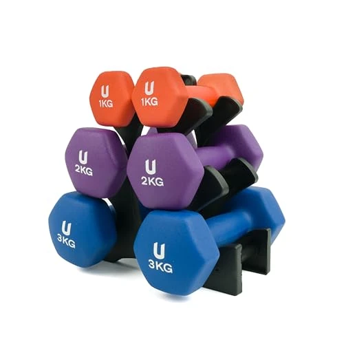 Oferta limitada: unycos - Par de Mancuernas Antideslizantes de Neopreno, Pesas【1, 2 y 3 kg】Ergonómicas con Diseño Hexagonal y Anti-Rodadura, Resistentes para Entrenamiento de Fuerza y Gimnasio en Casa (Multicolor) de 50.90 € a 39.70 € (ahorro 22%)