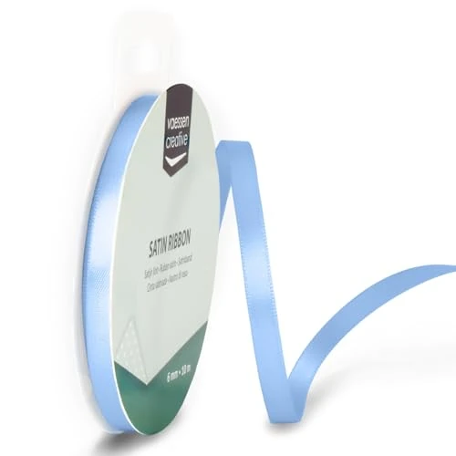 Zeitlich begrenztes Angebot: Vaessen Creative Satinband, Hellblau, 6 mm x 10 m Doppelsatinband, Schleifenband, Dekoband, Geschenkband, Stoffband für Hochzeit, Taufe und Geburtstagsgeschenke von 2.45 € auf 2.45 € (0.00% Rabatt)