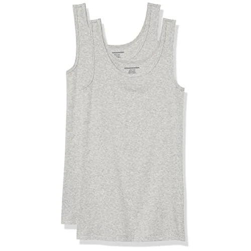 Offerta a tempo: Amazon Essentials Top a Canotta Slim Donna, Pacco da 2, Grigio Chiaro Puntinato, XS - 7% da 12.13 € a 11.23 €