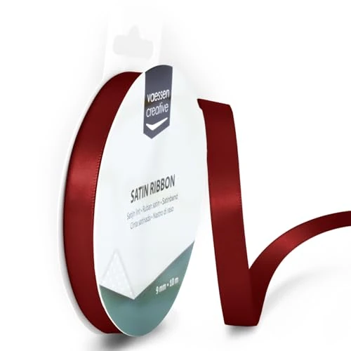 Offerta a tempo: Vaessen Creative Ribbon Lyon Wired Nastro di Raso, Rosso (Scuro), 9 mm x 10 m - 58% da 5.90 € a 2.50 €