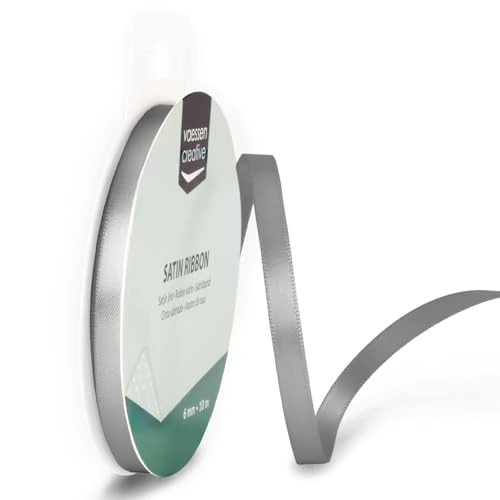 Offerta a tempo: Vaessen Creative Ribbon Lyon Wired Nastro di Raso, Argento, 6 mm x 10 m - 0.00% da 1.99 € a 1.99 €