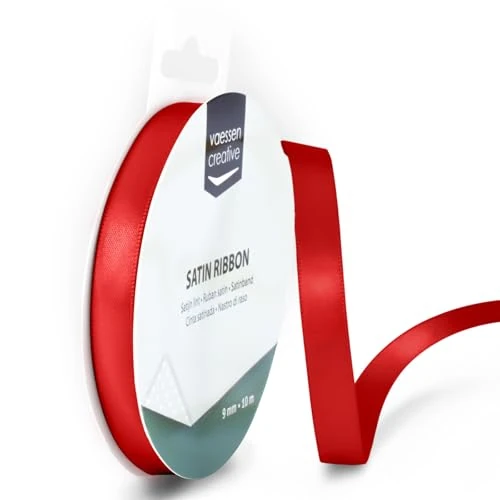 Offerta a tempo: Vaessen Creative Ribbon Lyon Wired Nastro di Raso, Rosso (Papavero), 9 mm x 10 m - 49% da 6.96 € a 3.55 €