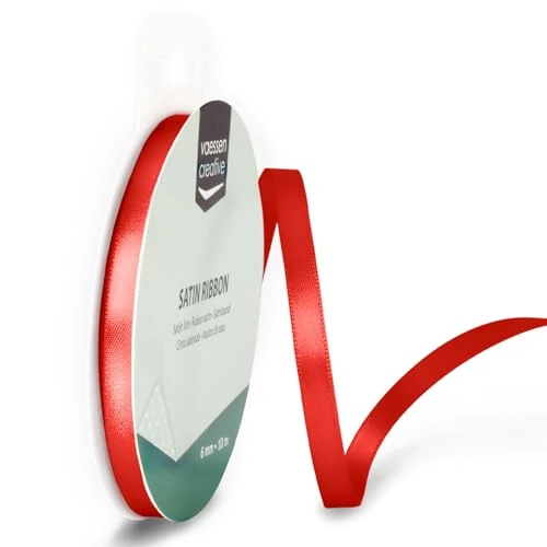 Offerta a tempo: Vaessen Creative Ribbon Lyon Wired Nastro di Raso, Rosso (Papavero), 6 mm x 10 m - 39% da 3.99 € a 2.45 €