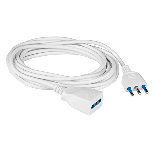 POLYPOOL | 5 Metre Electrical Extension, Cable H05VV-F 3x1mmq, Plug 16A 2P+T and Bivalent Socket 10-16A 2P+T White Model PP0385XAM